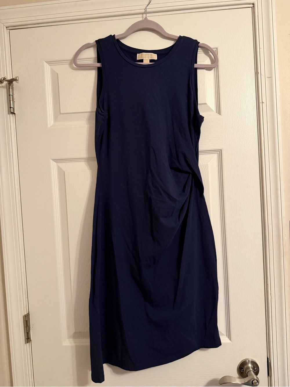 Michael Kors Navy Sleeveless Twist-Detail Midi Dress